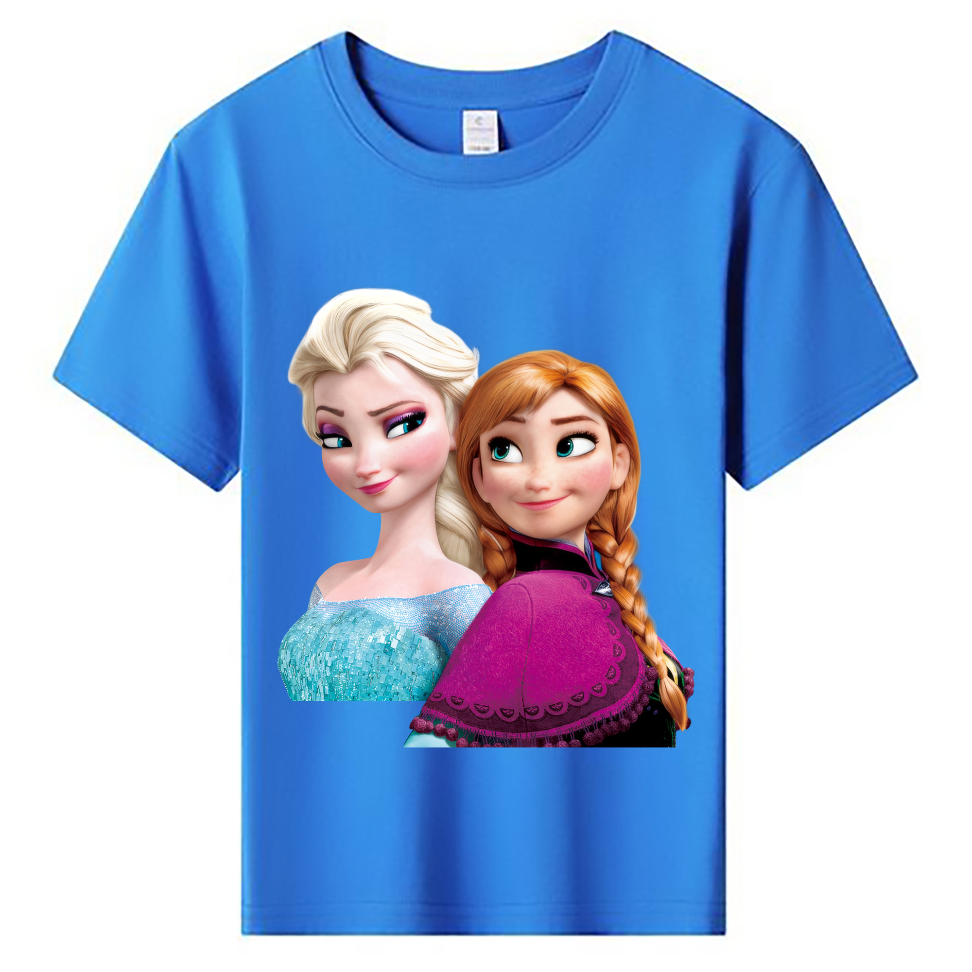 （画像用） アナと雪の女王 アンナ エルサ Frozen Anna Elsa 綿100％キッズTシャツ（フロントプリント）